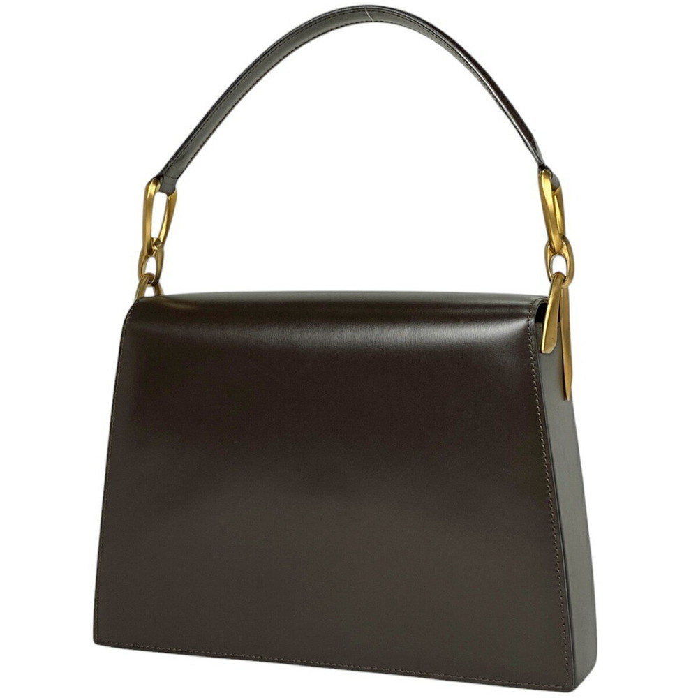 Celine logo handbag shoulder bag leather brown